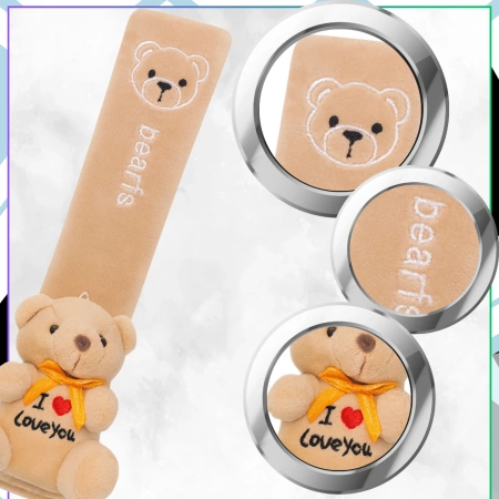 Husă pentru centura de siguranță, ursuleț decorativ pentru copii