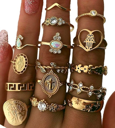 Set de inele retro boho din aur punk