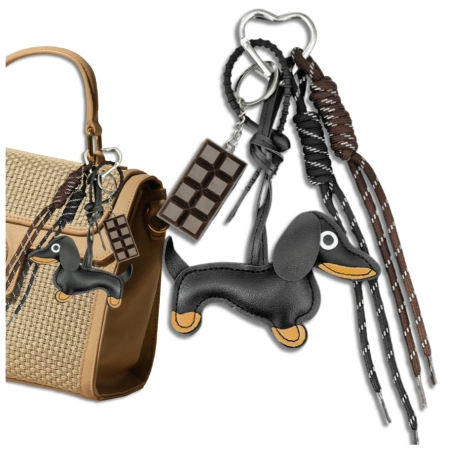 Breloc pentru o pungă de chei, breloc, pandantiv, teckel, tabletă de ciocolată