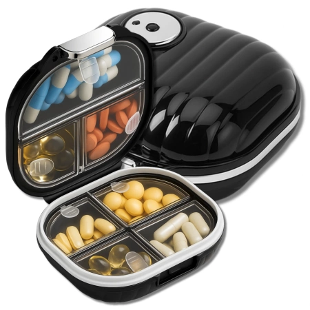 Organizator pentru medicamente, cutie, casetă, 7 zile, negru elegant