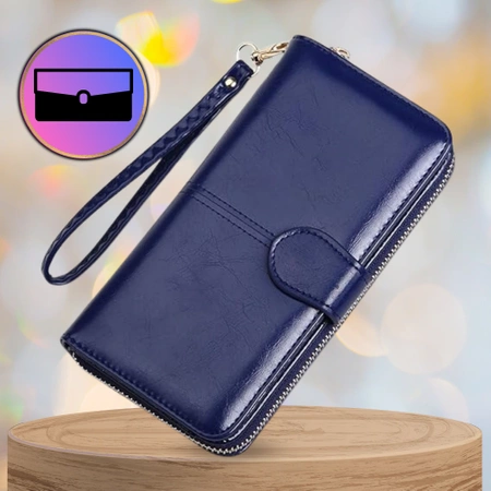 Portofel de damă din piele ecologică, netedă, lacuită, cu un clic