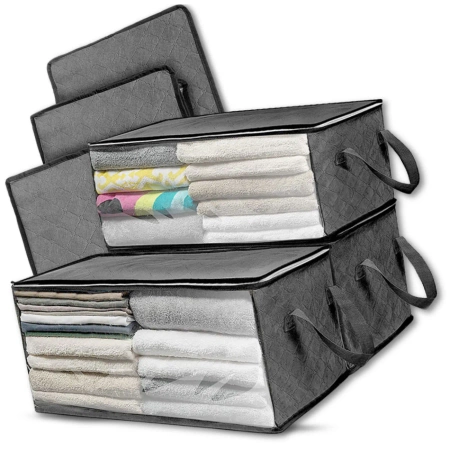 Organizator solid set de 3 genti dulap mari pentru lenjerie de pat haine pături