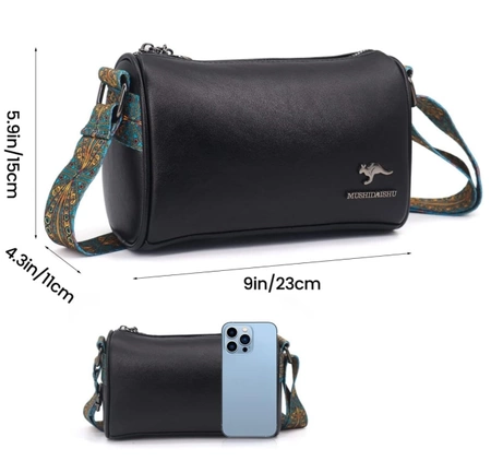 Elegant negru piele geanta de umăr doamnelor postbag