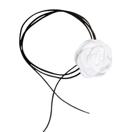 Colier choker dama cu o floare alba innodata