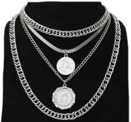 Colier gros cu lanț cubanez cu monede