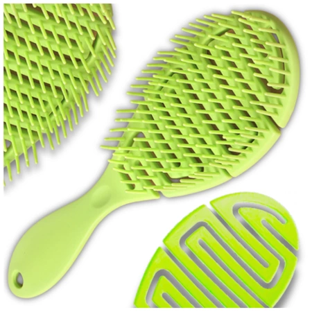 Perie flexibila pentru masaj si coafare a parului, verde delicat