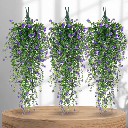 Flori artificiale decorative suspendate, 3 buc, cățărare mov