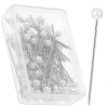 Set de 100 de ace de croitorie cu cap rotund 65 mm, alb perlat