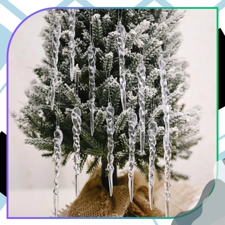 Pandantiv de Crăciun Icicles, 12 globuri decorative 13 cm