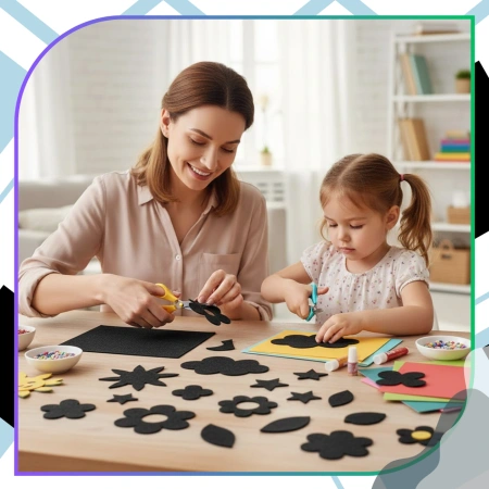 Foi decorative din fetru negru 30x30cm set de 10