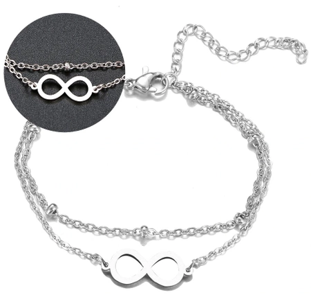 Bratara infinit de argint, otel chirurgical, cifra opt