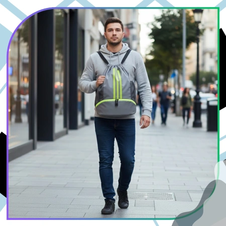 Rucsac sport cu șnur pentru antrenament de gimnastică, geantă gri de sală