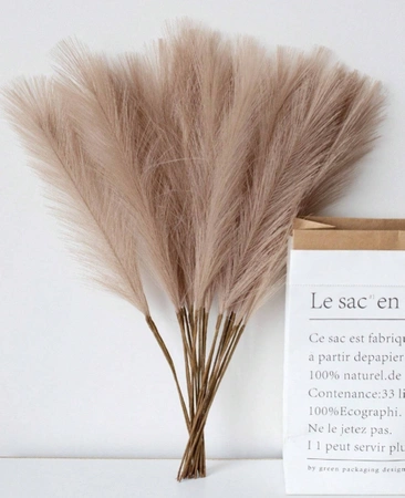 Iarbă artificială de pampas, 20 buc, stuf decorativ maro, pene