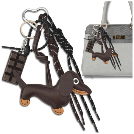 Breloc pentru o pungă de chei, breloc, pandantiv, tabletă de ciocolată, teckel, maro