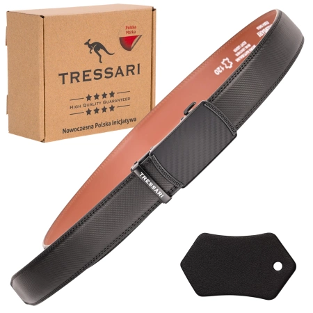 Curea automată din piele pentru bărbați, neagră, 120 cm, TRESSARI