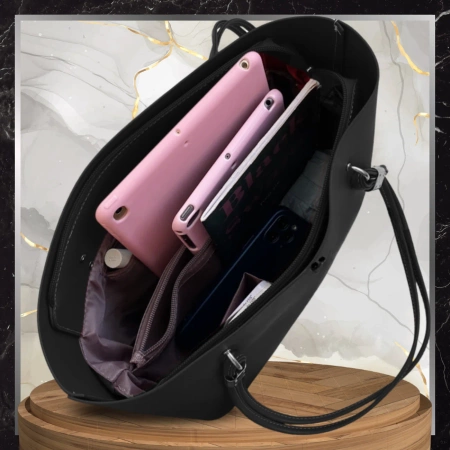 BAD&BAGS geanta shopper din piele de dama clasica neagra