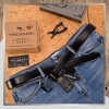 Curea din piele dublă TRESSARI, 120 cm, negru-maro, pentru pantaloni