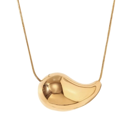 Colier de damă din oțel chirurgical auriu în formă de lacrimă, placat cu aur