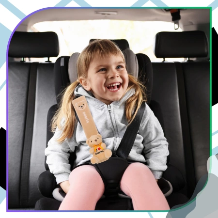 Husă pentru centura de siguranță, ursuleț decorativ pentru copii