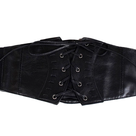 Curea legata, centura lata, corset cu dantela din cauciuc negru