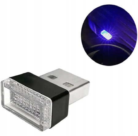 Mini USB 5V LED albastru pentru mașină, pentru interiorul mașinii