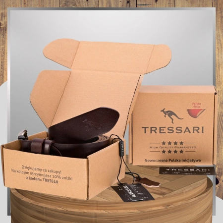 Curea bărbătească TRESSARI, piele naturală, maro, pentru pantaloni