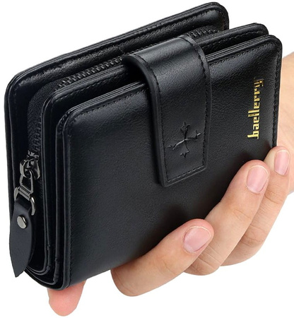 Portofel barbatesc elegant din piele cu inchizator, negru