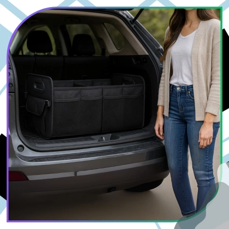 Organizator pliabil pentru portbagaj auto impermeabil, cu buzunare