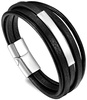 Bratara din piele punk negru barbati otel inoxidabil