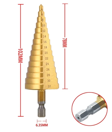Burghie trepte Burghie din oțel de mare viteză set conic de 4-32 mm