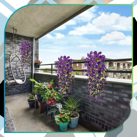 Agățat flori decorative ghirlanda artificială 3 buc mov