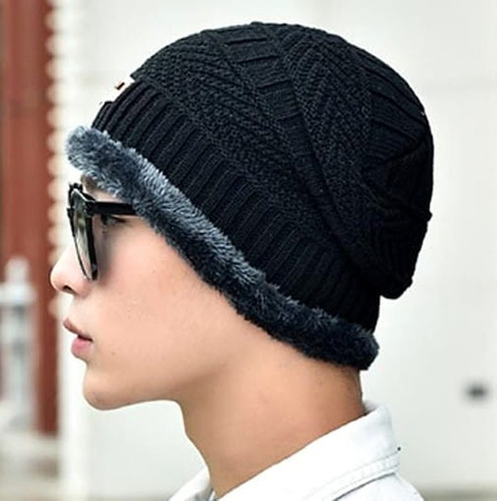 Set barbati: palarie + tunel izolat, negru