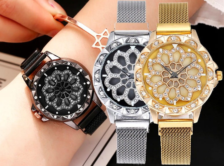 Ceas pentru femei cu curea MAGNETIC MESH cu cadran rotativ HIT