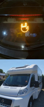 Mână cu LED-uri pentru mașină, gesturi de semnal, degetul mijlociu