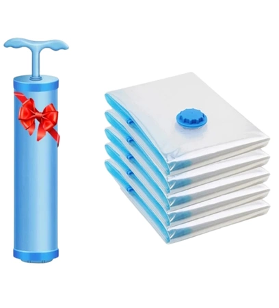 Set 5 buc. genti haine organizator vacuum impermeabil pentru dulap 60 x 80 cm