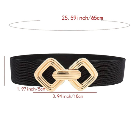 Curea elastica de dama pentru o rochie, cauciuc, catarama aurie