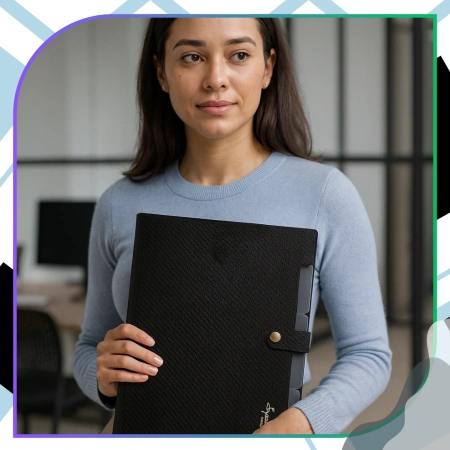 Dosar A4, organizator de documente, servietă, 5 compartimente, negru