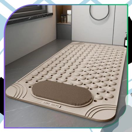 Covoraș de baie antiderapant pentru duș, pentru baie, 69x36 cm, bej, cu masaj