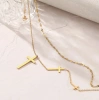 Colier dublu din aur, cruci elegante, delicate din otel chirurgical