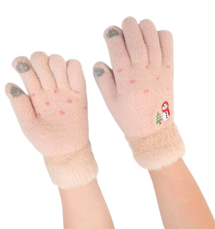 Mănuși calde de iarnă pentru femei, brodate cu model de Crăciun