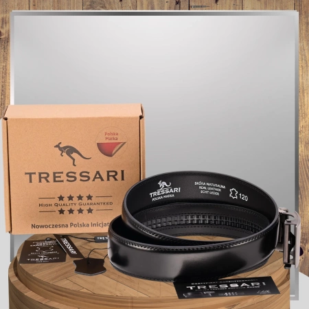 Curea pentru pantaloni TRESSARI pentru bărbați, 120 cm, automată, din piele, neagră