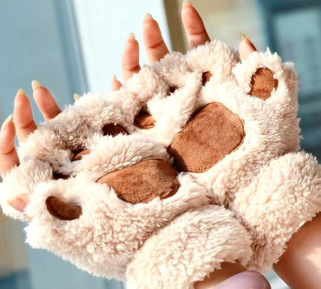 Mănuși de iarnă de damă cu labe de pluș