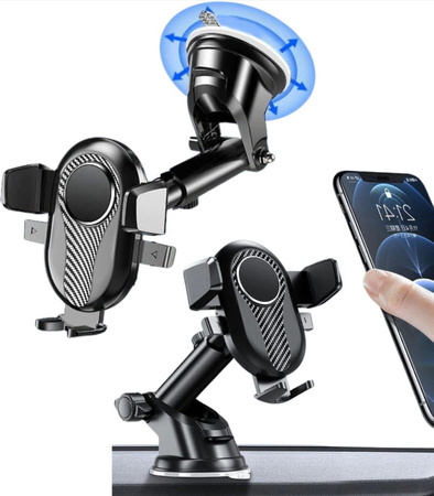 Suport telescopic auto pentru telefon, negru