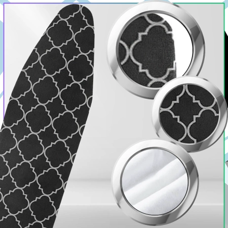 Husă groasă neagră pentru masă de călcat cu modele 120x38 cm