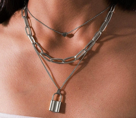 LĂCĂT Colier LANȚ inimă punk metal