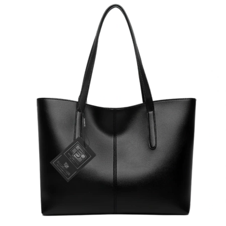 BAD&BAGS geantă de mână din piele clasică neagră shopper