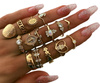 Set de inele retro boho din aur punk