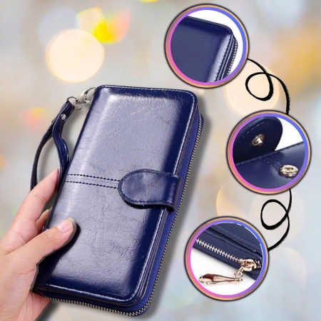 Portofel de damă din piele ecologică, netedă, lacuită, cu un clic