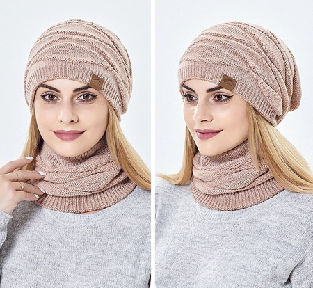 Set căciulă termopan + eșarfă tunel de damă