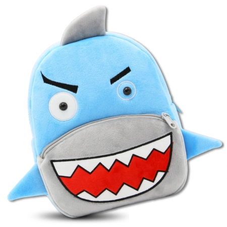 Ghiozdan de pluș pentru copii, pentru preșcolari, cu fermoar, model SHARK